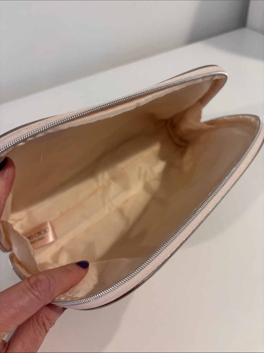 JIMMY CHOO make up bag cosmetic case top zip toiletry bag rose gold travel pouch - Picture 10 of 14